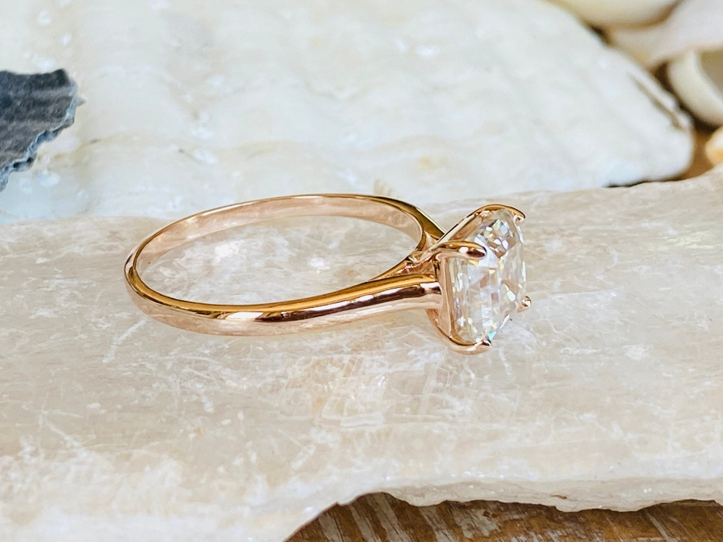 18k Gold Lab Grown Diamond CVD 2CT Asscher-Cut Engagement Ring