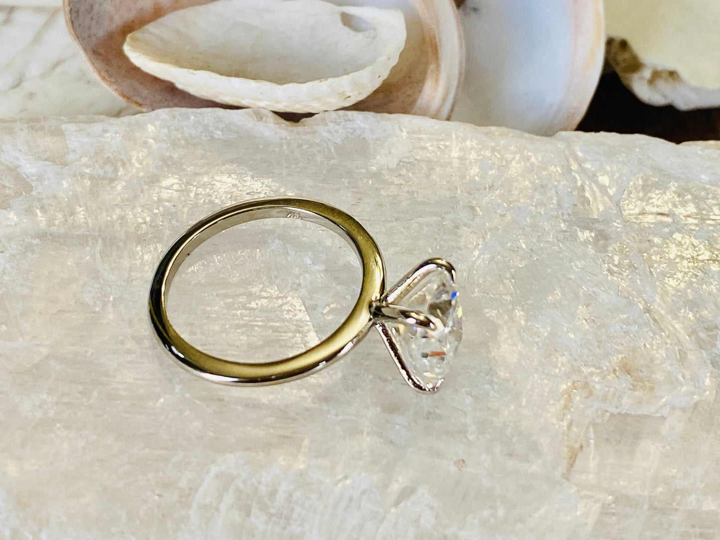 10K Gold Lab Grown Diamond CVD 2CT Elongated Cushion Engagement Ring