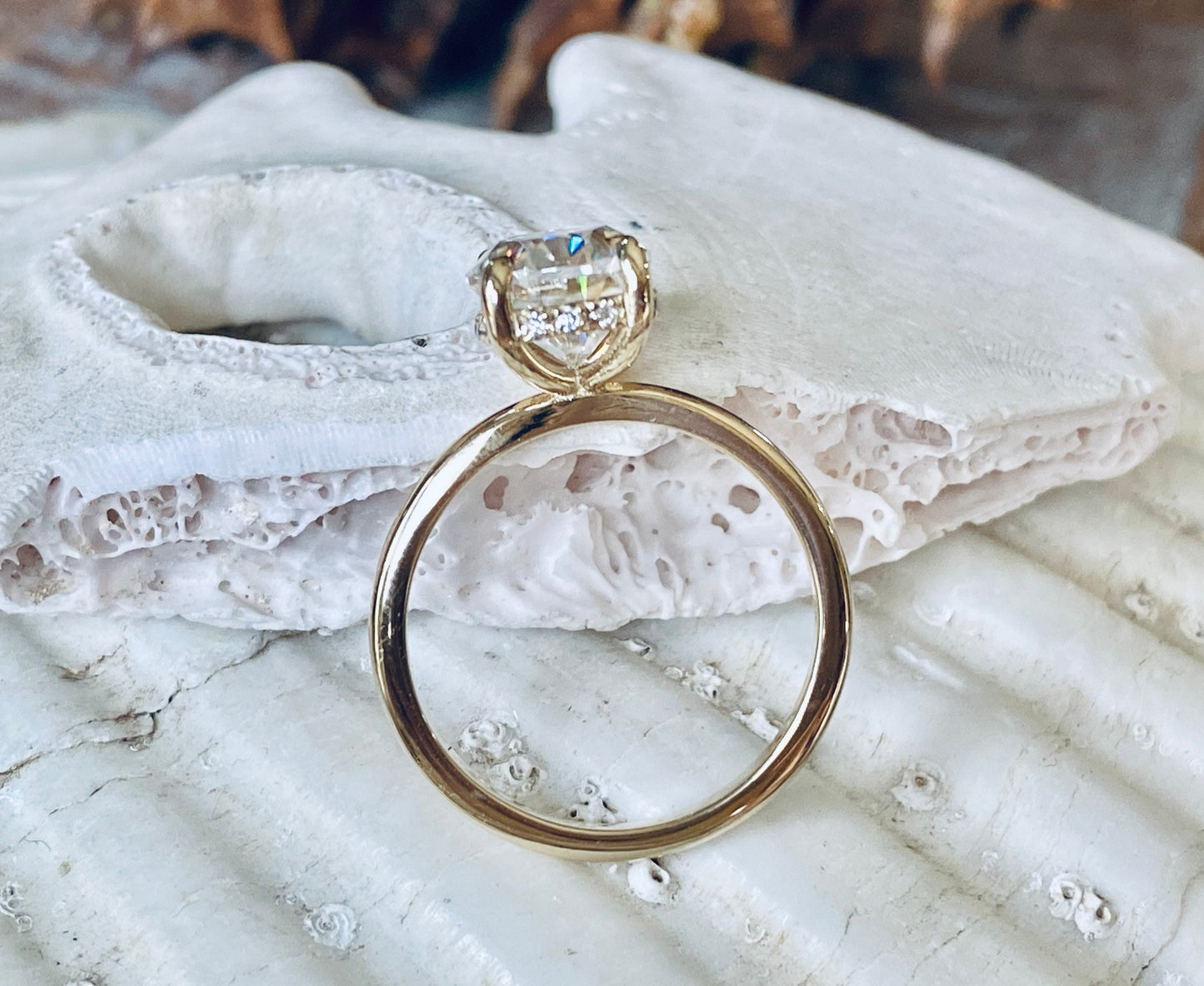 18k Gold Lab Grown Diamond CVD 3CT Oval-Cut Hidden Halo Engagement Ring, Bridal Set