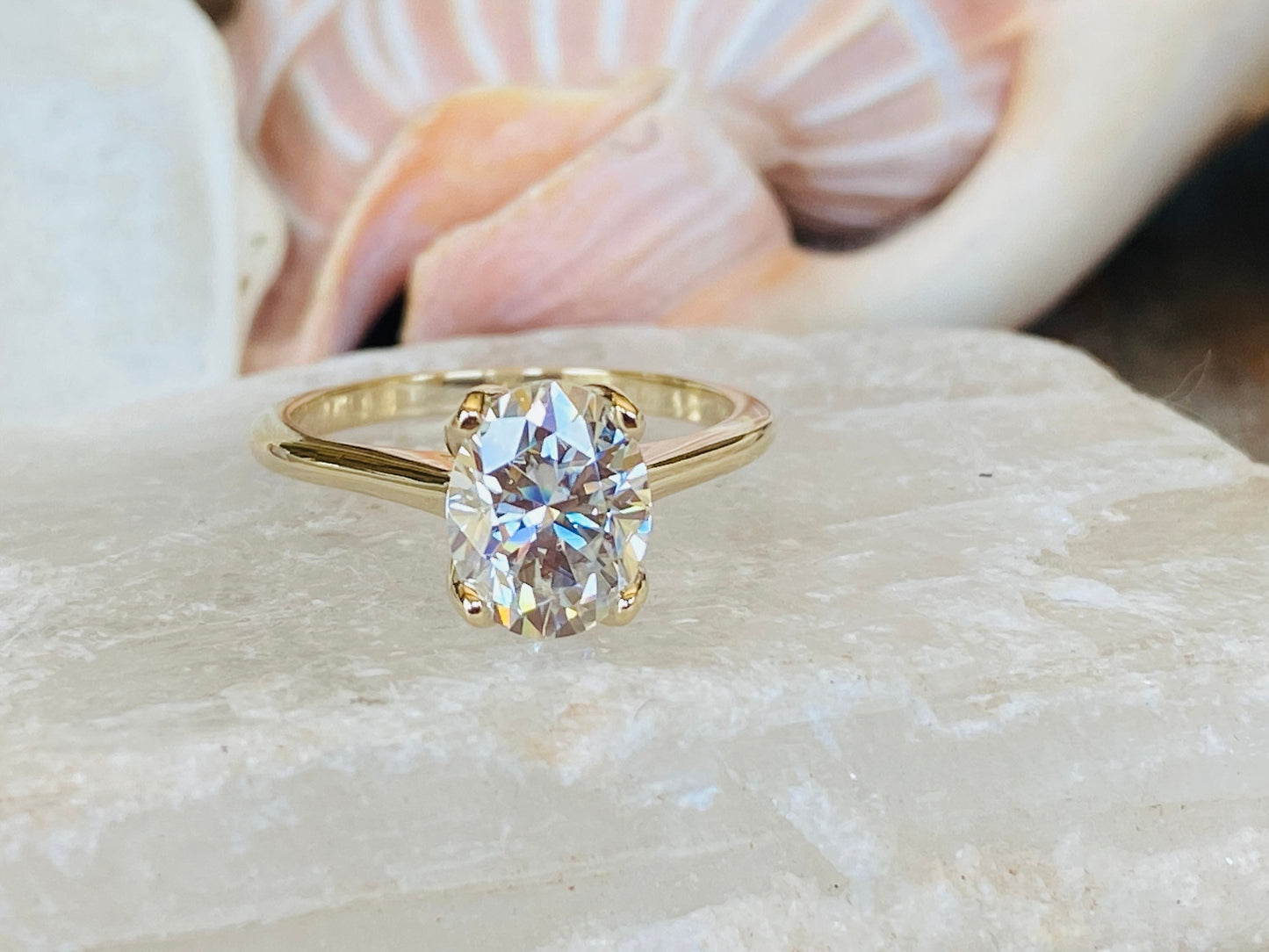 10K Gold Lab Grown Diamond CVD 3CT Oval-Cut Engagement Ring Anniversary Gift