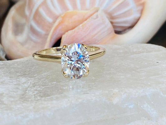 10K Gold Lab Grown Diamond CVD 3CT Oval-Cut Engagement Ring Anniversary Gift