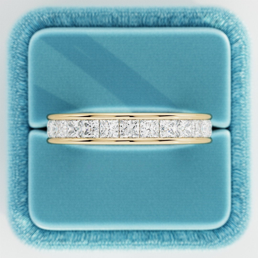 10K Gold Lab Grown Diamond CVD 2.2CT Princess-Cut Channel Set Anniversary  Band