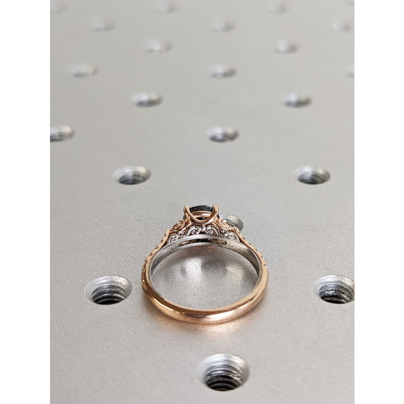 18k Gold Natural Salt Stone 1CT Round-Cut Two Tone Half Eternity Promise Ring