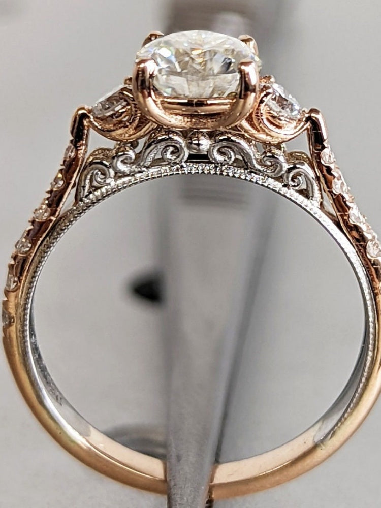 18K Gold Lab Grown Diamond CVD 2CT Roud-Cut Two Tone Anniversary Ring