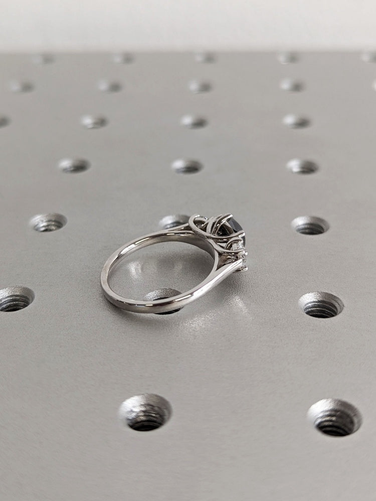 18k Gold Raw Salt and Pepper Diamond 1CT Round-Cut Women Engagement Ring