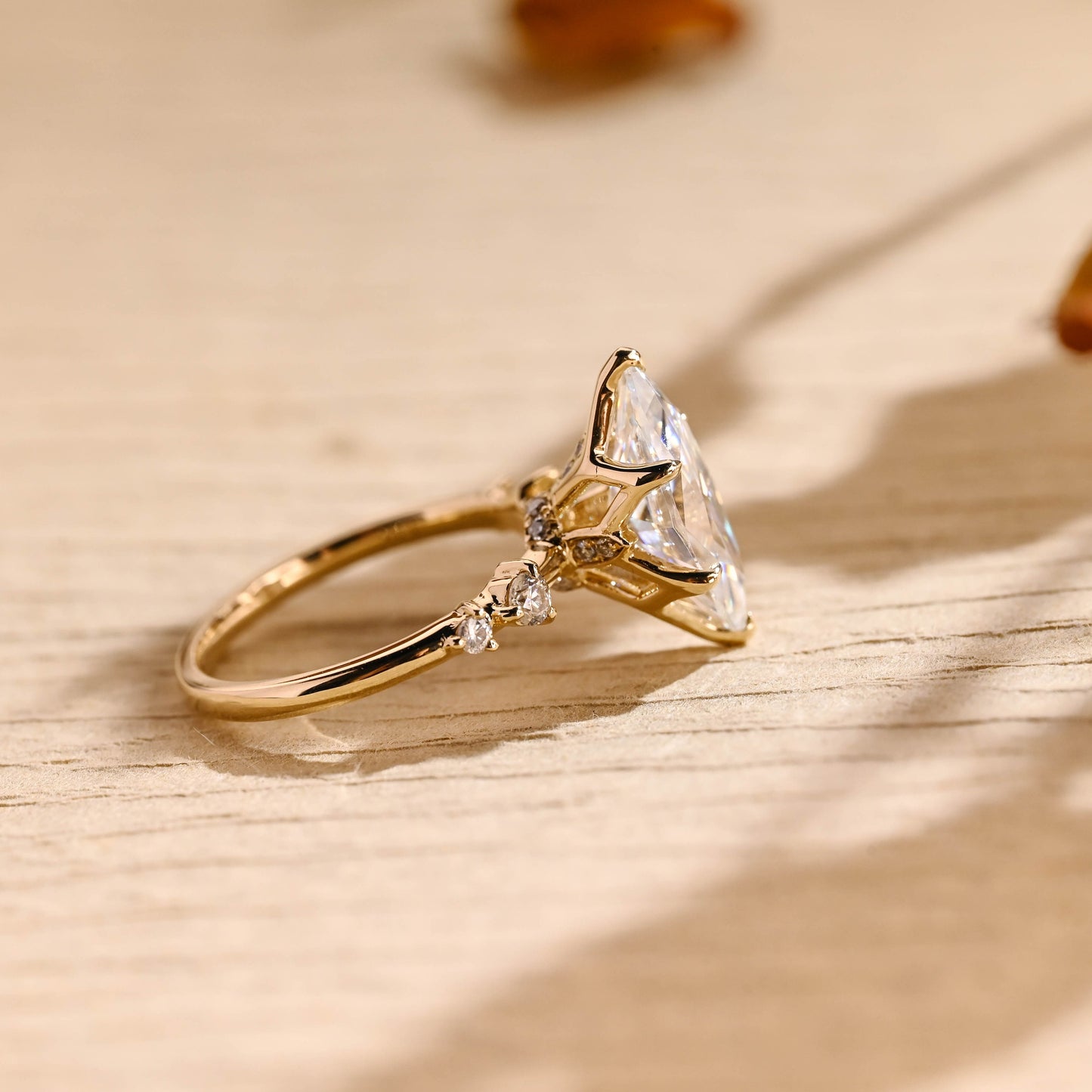 18k Gold Lab Grown Diamond CVD 2CT Marquise-Cut Hidden Halo Proposal Ring