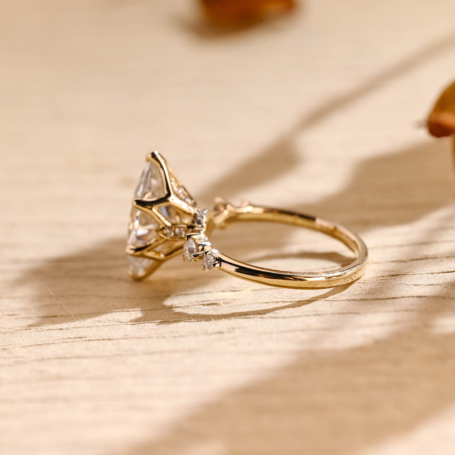 18k Gold Lab Grown Diamond CVD 2CT Marquise-Cut Hidden Halo Proposal Ring