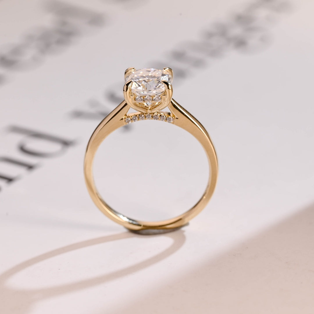 18k Gold Lab Grown Diamond CVD 2CT Round-Cut Four Prong Setting Anniversary Gift