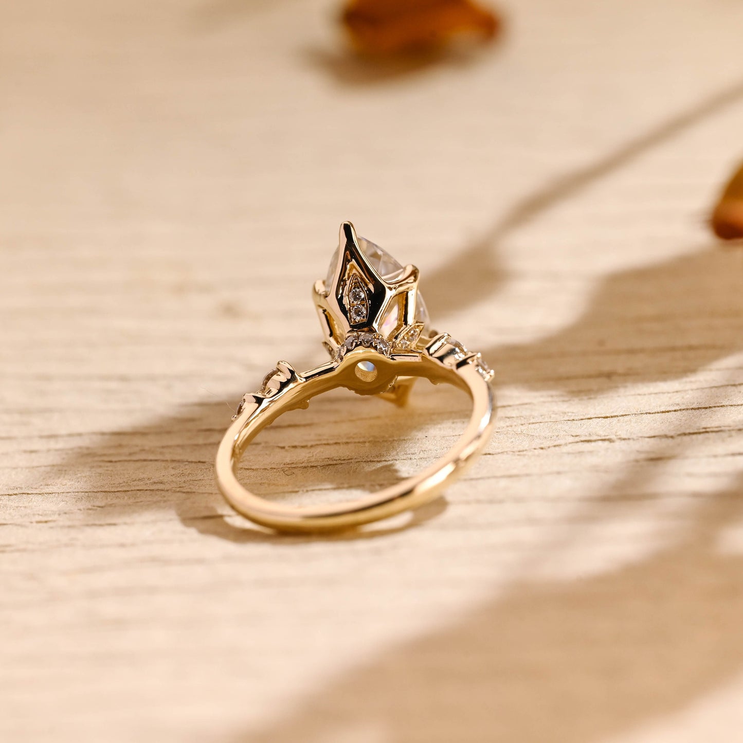18k Gold Lab Grown Diamond CVD 2CT Marquise-Cut Hidden Halo Proposal Ring