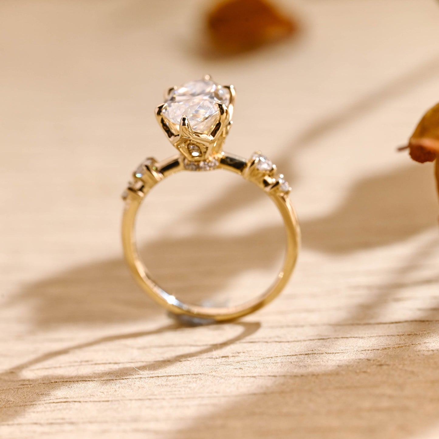 18k Gold Lab Grown Diamond CVD 2CT Marquise-Cut Hidden Halo Proposal Ring