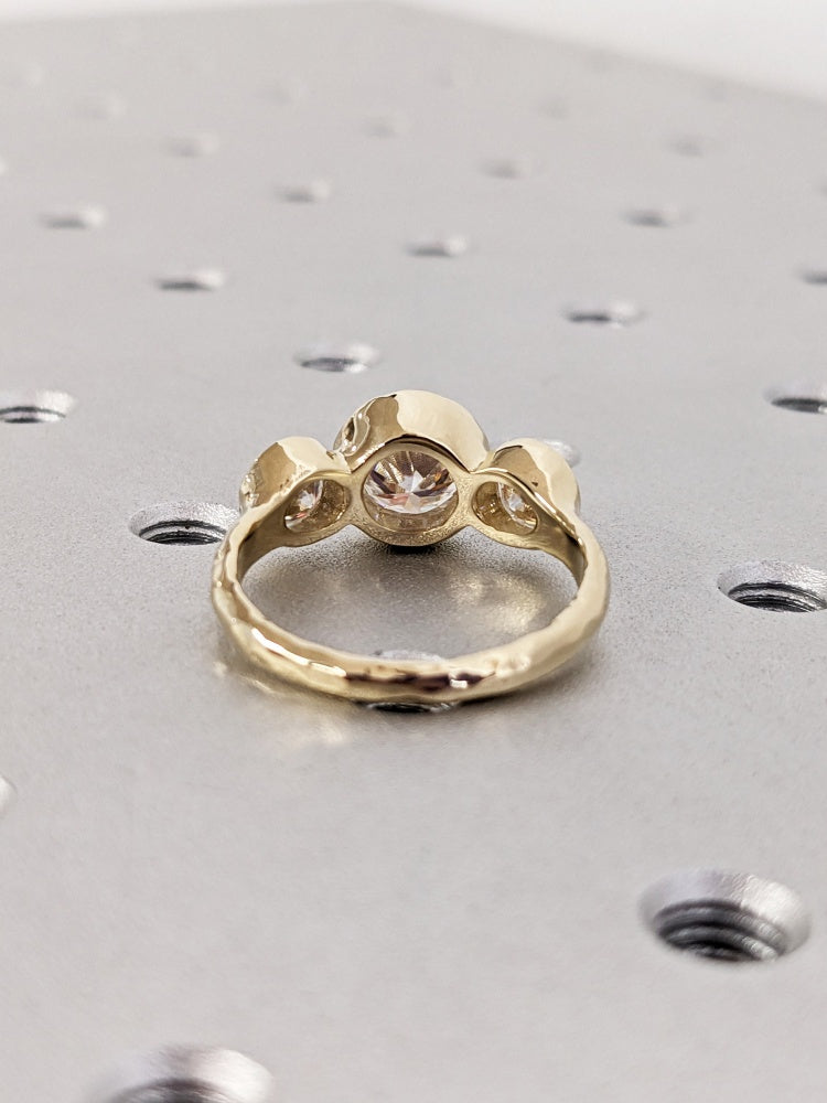 18K Gold Lab Grown Diamond CVD Three Round-Cut Stone Anniversary Ring