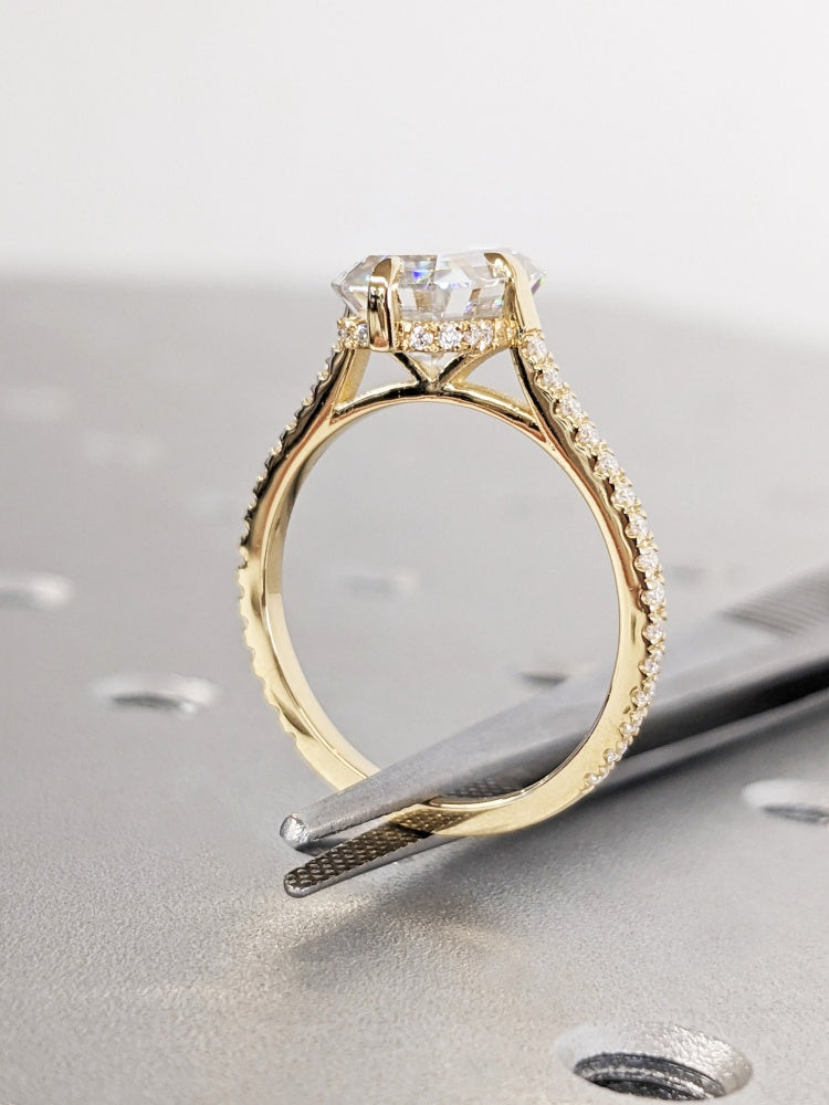 18K Lab Grown Diamond CVD 3CT Emerald-Cut Vintage Wedding Promise Ring