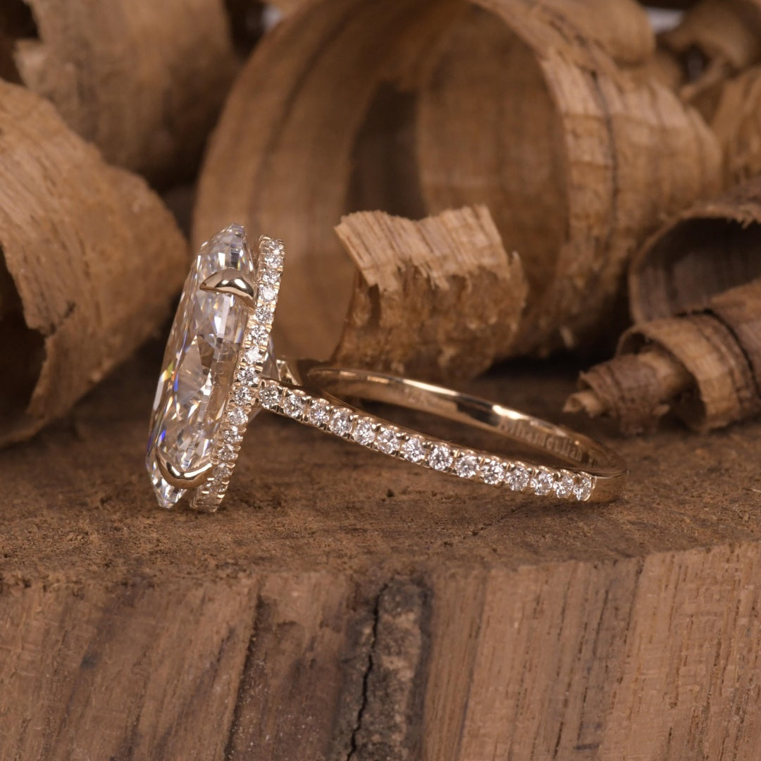 18K Gold Lab Grown Diamond CVD 5CT Oval-Cut Engagement Wedding Ring