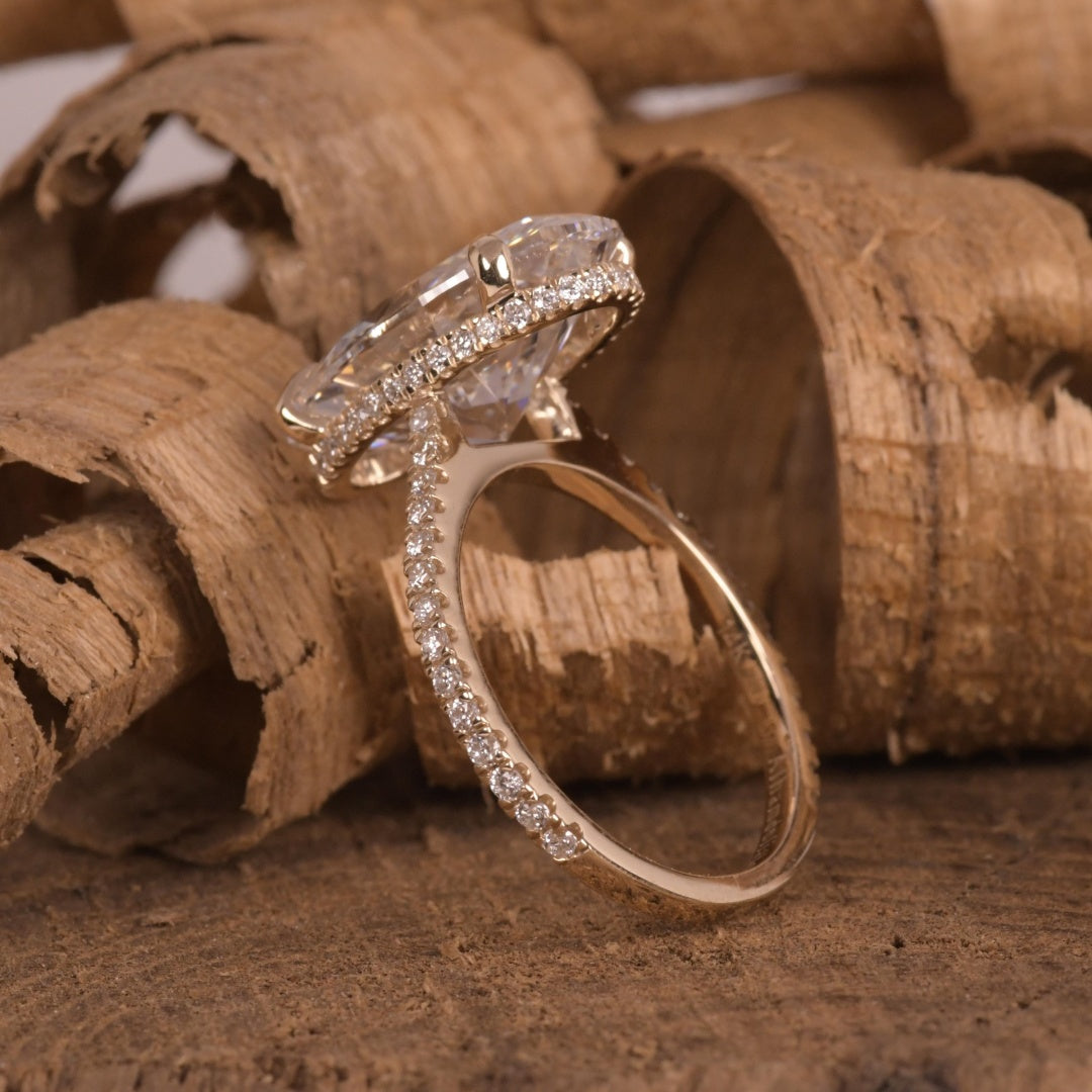 18K Gold Lab Grown Diamond CVD 5CT Oval-Cut Engagement Wedding Ring