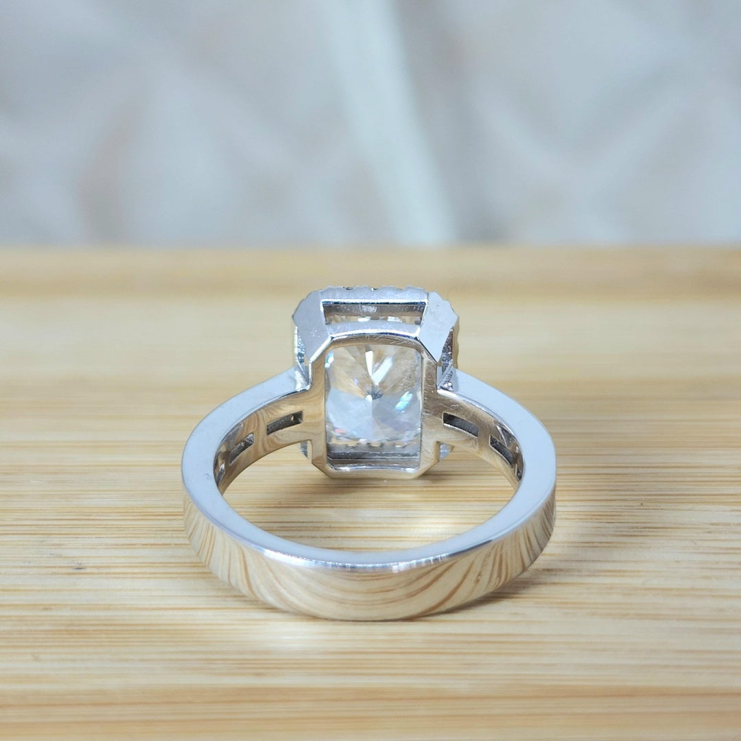 10K Gold Lab Grown Diamond CVD 2.5CT Radiant-Cut Halo Engagement Ring Birthday Gift