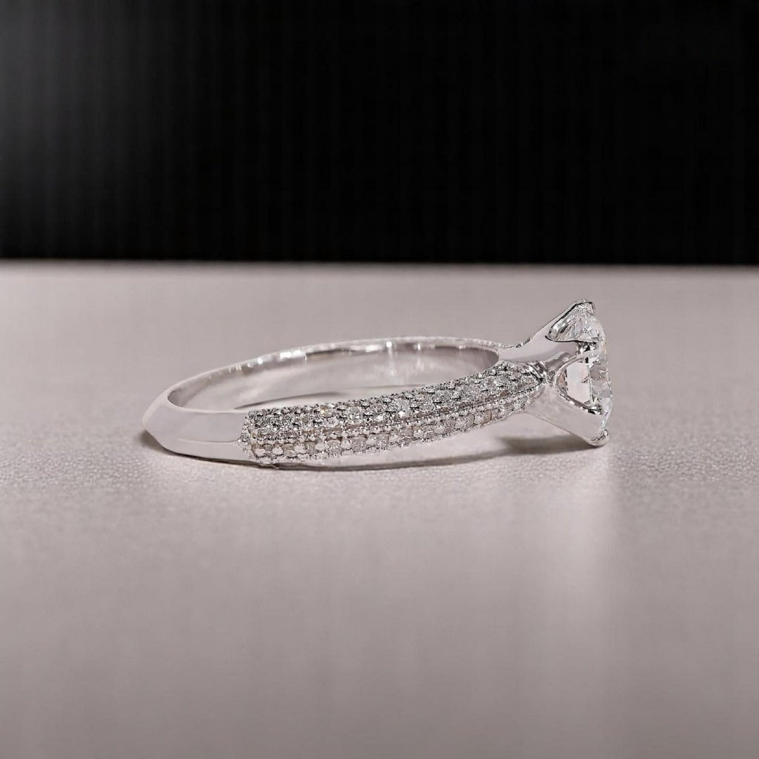 14K Gold Lab Grown Diamond CVD 3CT Round-Cut Six Prong Promise Ring