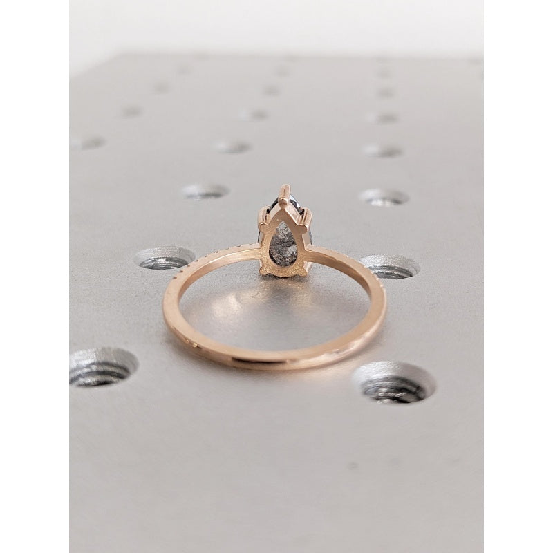 18k Gold Natural Salt Stone 1.5CT Pear-Cut Half Eternity Diamond Ring