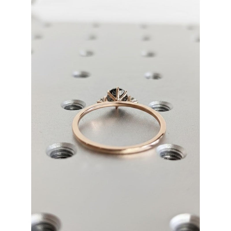 18k Gold Natural Salt Stone 1CT Round-Cut Engagement Ring for Women