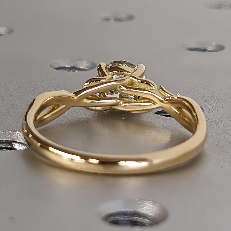 14K Gold Lab Grown Diamond CVD 1CT Round-Cut Engagement Ring For Daily Wear
