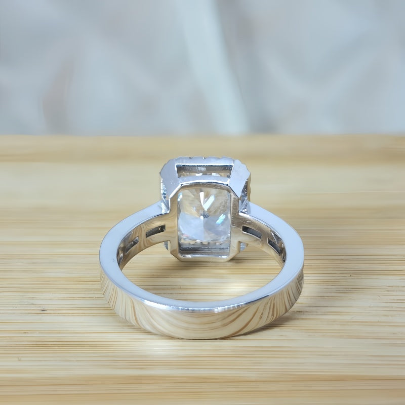 14K Gold Lab Grown Diamond CVD 3CT Radiant-Cut Halo Luxury Engagement Ring