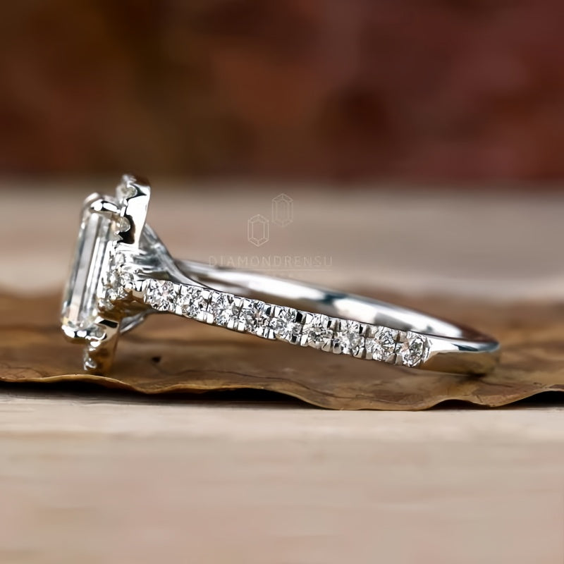 14K Gold Lab Grown Diamond CVD 1CT Emerald-Cut Engagement Ring Anniversary Gift