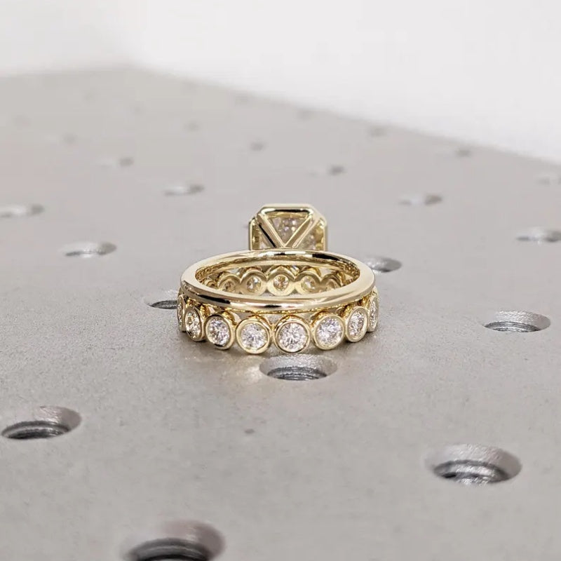 18k Gold Lab Grown Diamond CVD 3CT Asscher-Cut Unique Diamond Statement Ring Gift for Wife