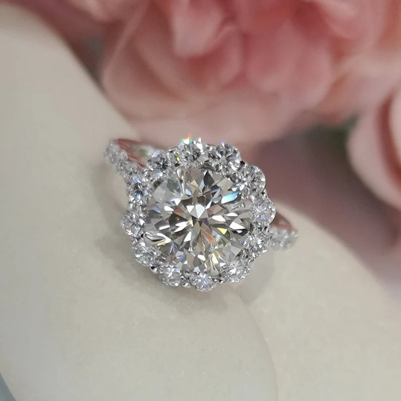 10K Gold Lab Grown Diamond CVD 2CT Round-Cut Vintage Royal Style Promise Ring