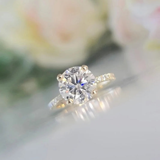 10K Gold Lab Grown Diamond CVD 2.5CT Radiant-Cut Hidden Halo Pave Anniversary Ring