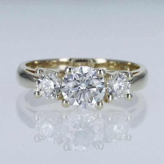 10K Gold Lab Grown Diamond CVD 2CT Round-Cut Three Stone Engagement Ring