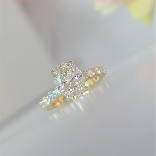 14K Gold Lab Grown Diamond CVD 3CT Oval-Cut 3/4 Etrenity Anniversary Ring