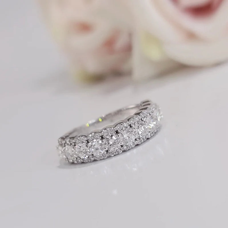 14K Gold Lab Grown Diamond CVD 1.6CT Round-Cut Unique Design Promise Ring For Her