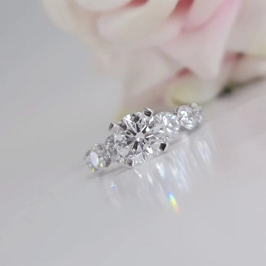 14K Gold Lab Grown Diamond CVD 2CT Round-Cut Clarity Engagement Ring