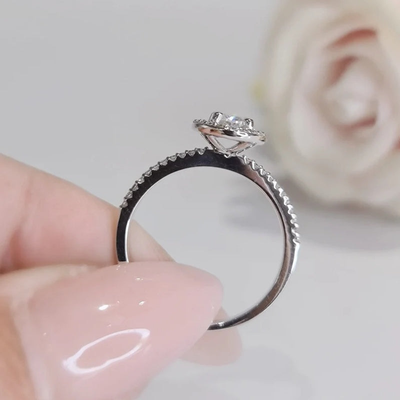 10K Gold Lab Grown Diamond CVD 2CT Oval-Cut Halo Engagement Ring Set
