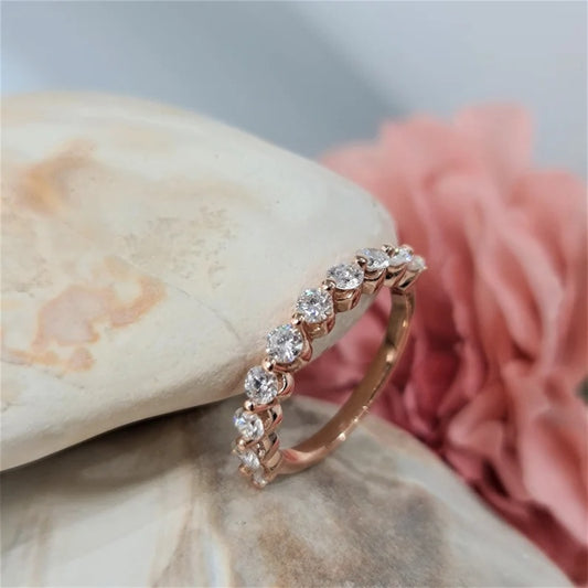 10K Gold Lab Grown Diamond CVD 1CT Round-Cut Eternity Wedding Band
