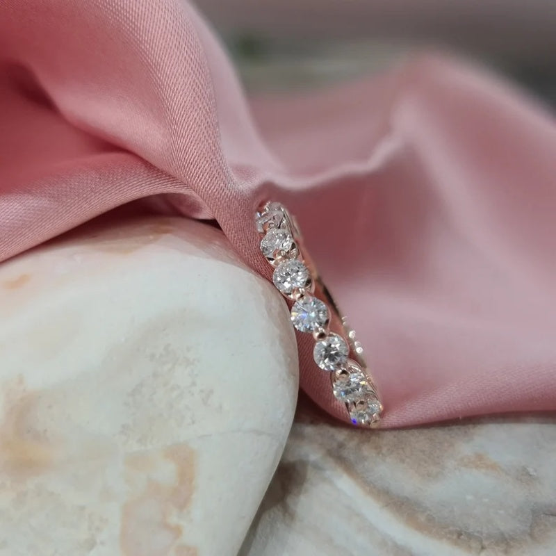 10K Gold Lab Grown Diamond CVD 1CT Round-Cut Eternity Wedding Band