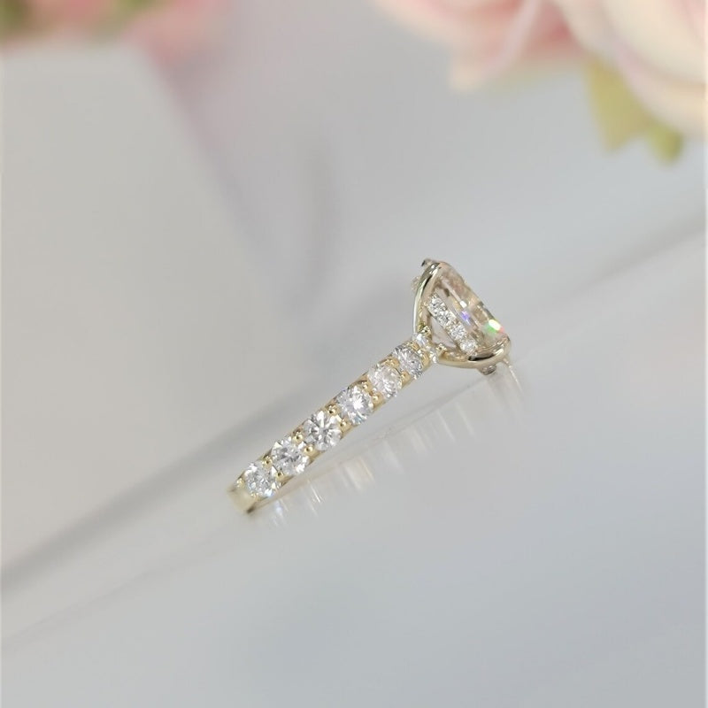 14K Gold Lab Grown Diamond CVD 3CT Oval-Cut 3/4 Etrenity Anniversary Ring