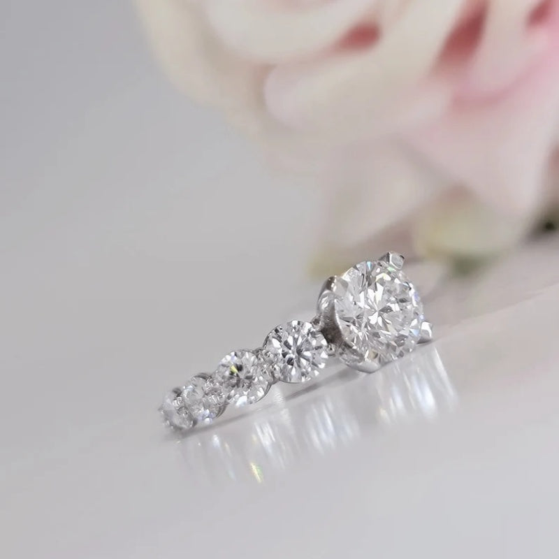 14K Gold Lab Grown Diamond CVD 2CT Round-Cut Clarity Engagement Ring