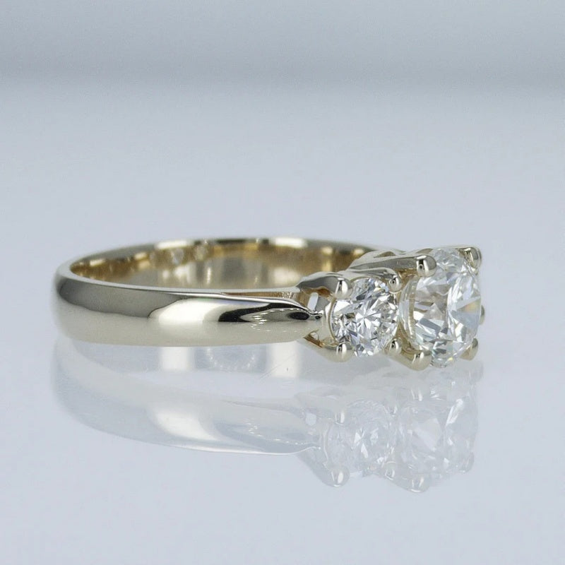 10K Gold Lab Grown Diamond CVD 2CT Round-Cut Three Stone Engagement Ring