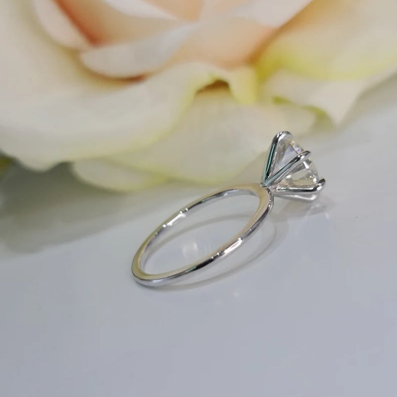 10K Gold Lab Grown Diamond CVD 2.5CT Round-Cut Six Prongs Solitaire Engagement Ring