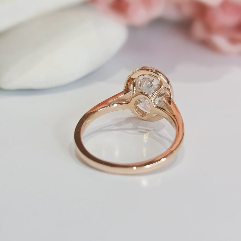 14K Gold Lab Grown Diamond CVD 2.5CT Oval-Cut Halo Engagement Ring