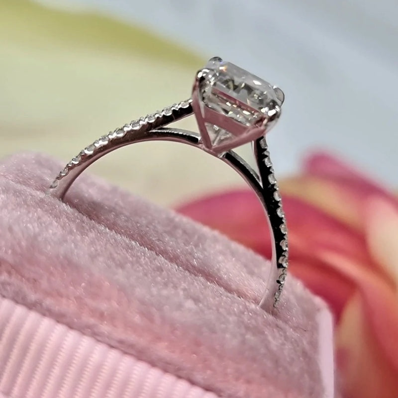 10K Gold Lab Grown Diamond CVD 2.5CT Radiant-Cut Hidden Halo Anniversary Ring