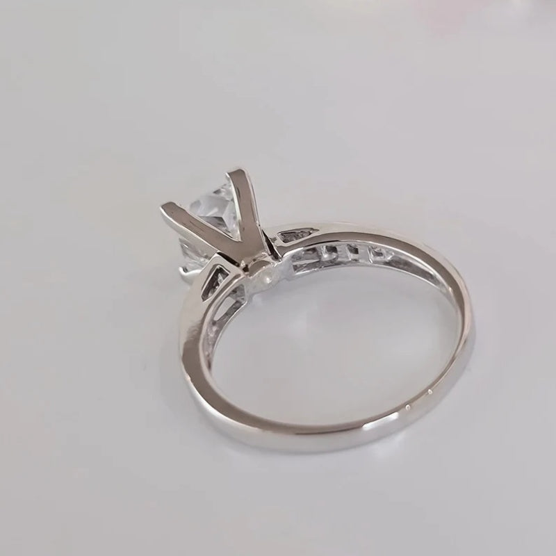 14K Gold Lab Grown Diamond CVD 2CT Princess-Cut Channel Set Engagement Ring