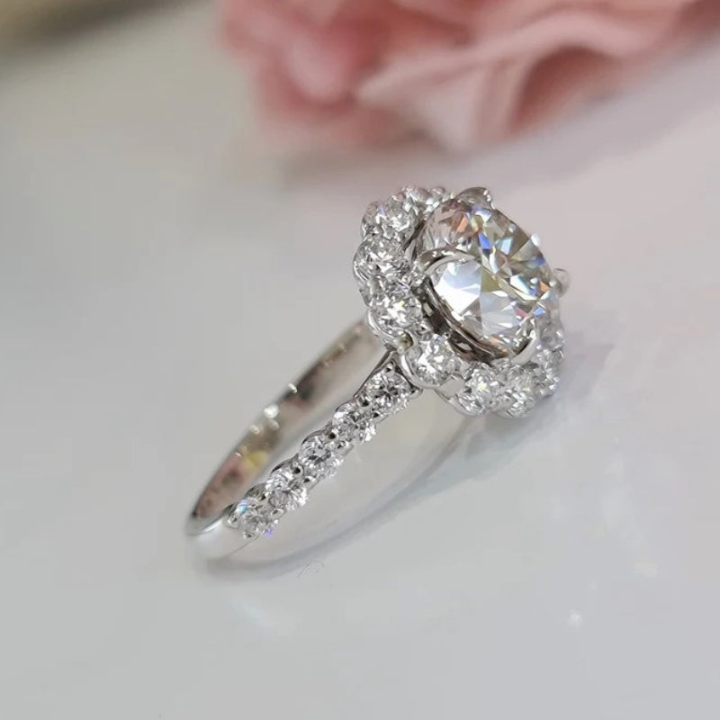 10K Gold Lab Grown Diamond CVD 2CT Round-Cut Vintage Royal Style Promise Ring