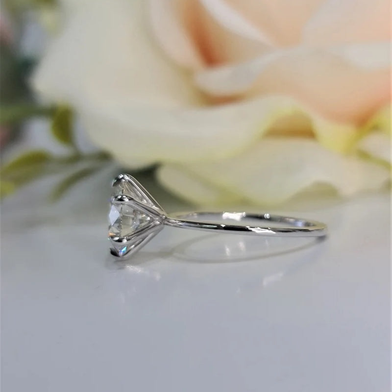 10K Gold Lab Grown Diamond CVD 2.5CT Round-Cut Six Prongs Solitaire Engagement Ring