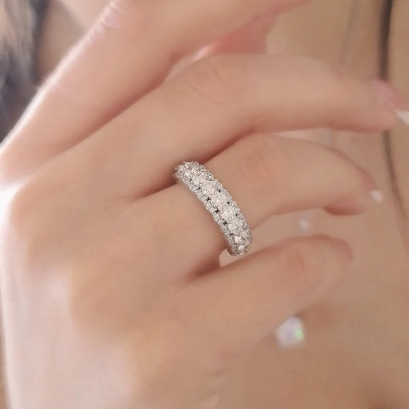14K Gold Lab Grown Diamond CVD 1.6CT Round-Cut Unique Design Promise Ring For Her