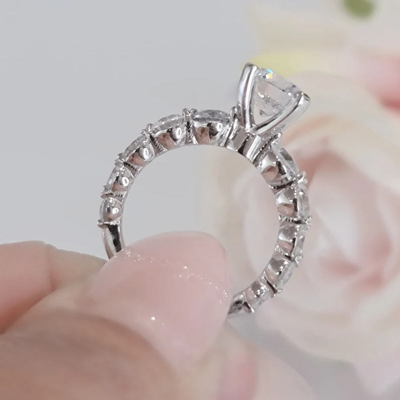 14K Gold Lab Grown Diamond CVD 2CT Round-Cut Clarity Engagement Ring