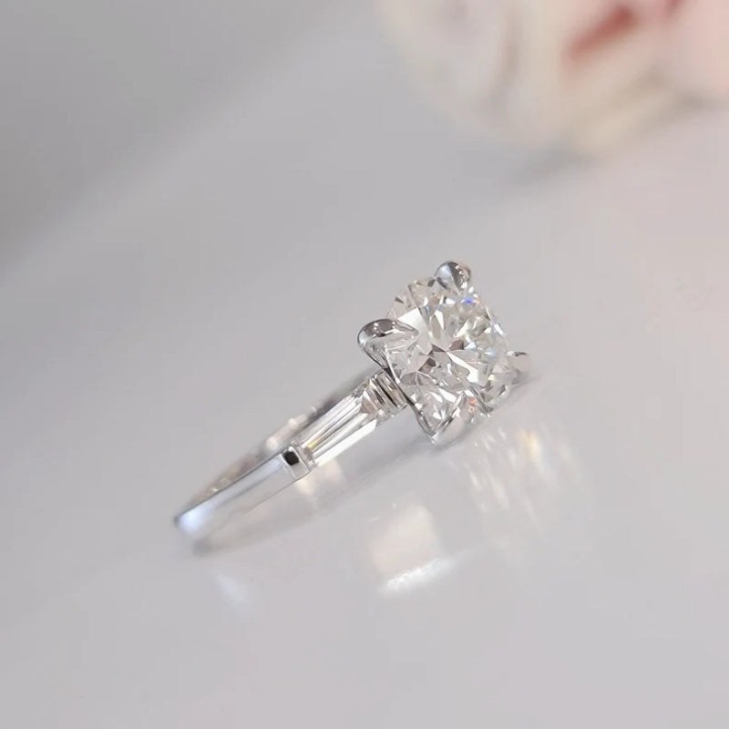 14K Gold Lab Grown Diamond CVD 2CT Cushion-Cut Three Stone Anniversary Ring