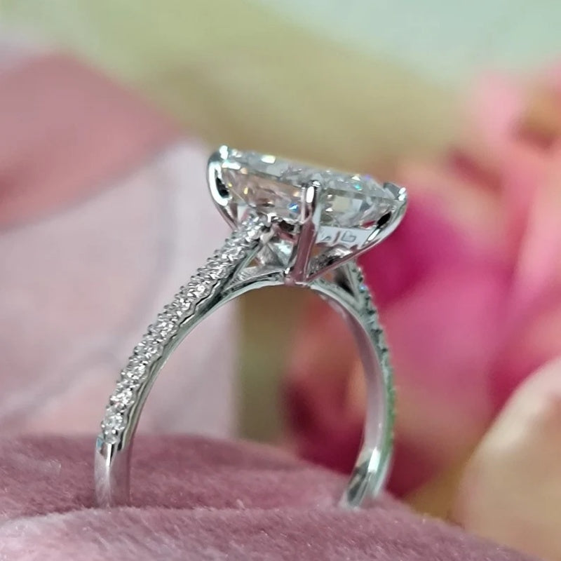 10K Gold Lab Grown Diamond CVD 2.5CT Radiant-Cut Hidden Halo Anniversary Ring