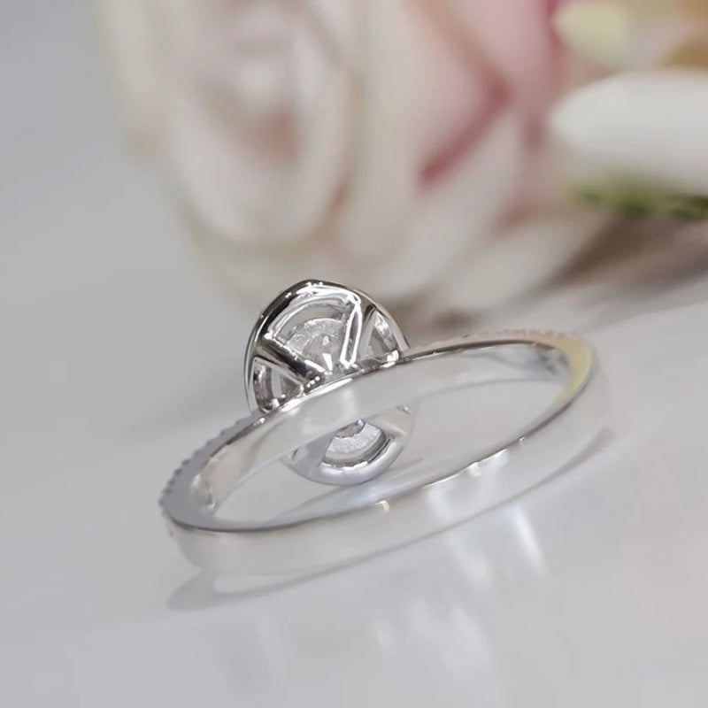 10K Gold Lab Grown Diamond CVD 2CT Oval-Cut Halo Engagement Ring Set