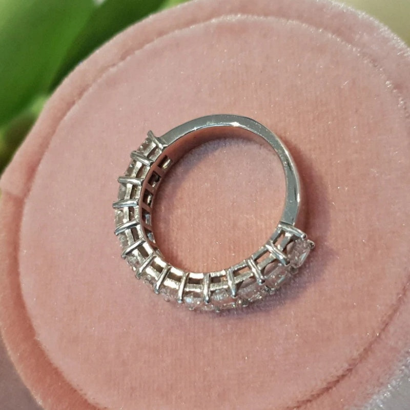 14K Gold Lab Grown Diamond CVD 2.6CT Emerald-Cut Half Eternity Wedding Band